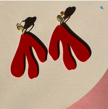 Biszka Kolczyki Statement Earrings Red