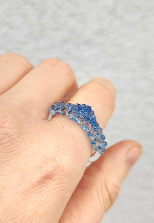    Niebieski pierścionek korona "Crystal"